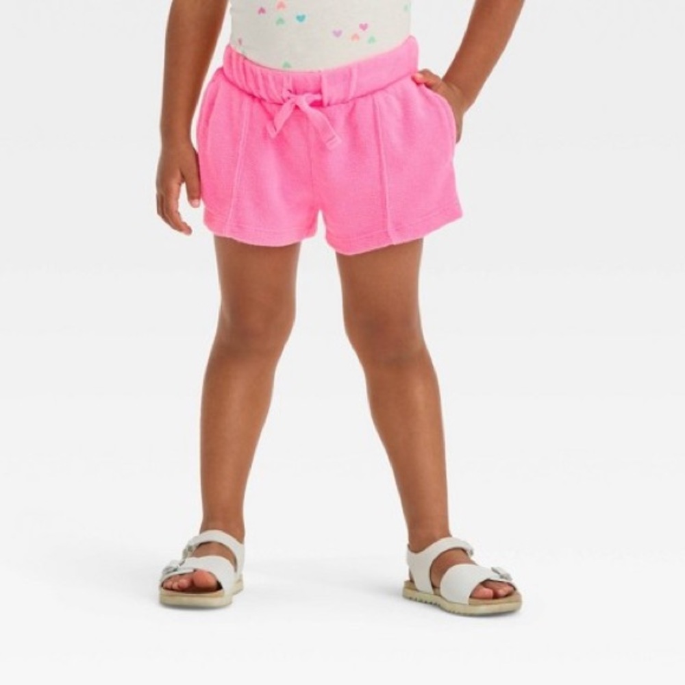 NWT Cat & Jack Neon Pink Toddler Girl Terry Shorts 18M